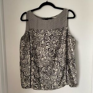LOFT M Black and Gray Paisley Shell